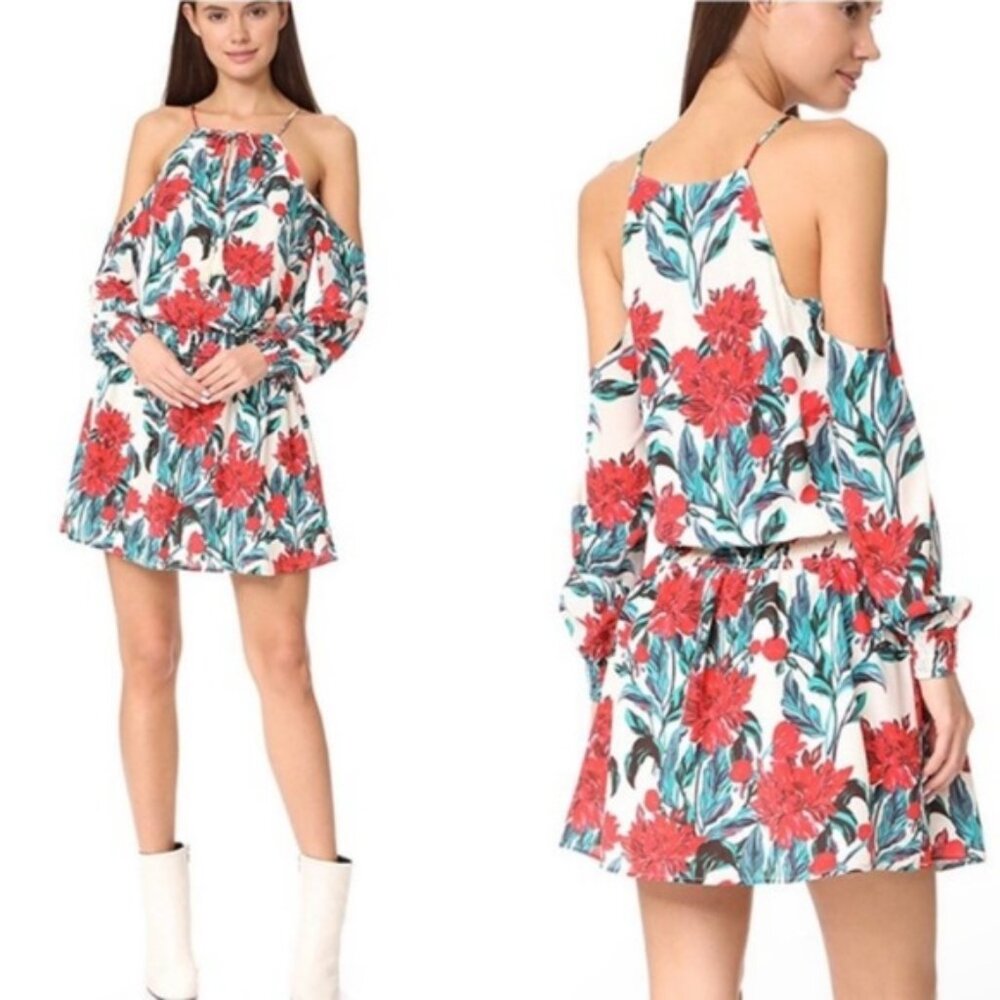 Chloe Oliver | Floral Silk Serena Cold Shoulder Dress Size Medium